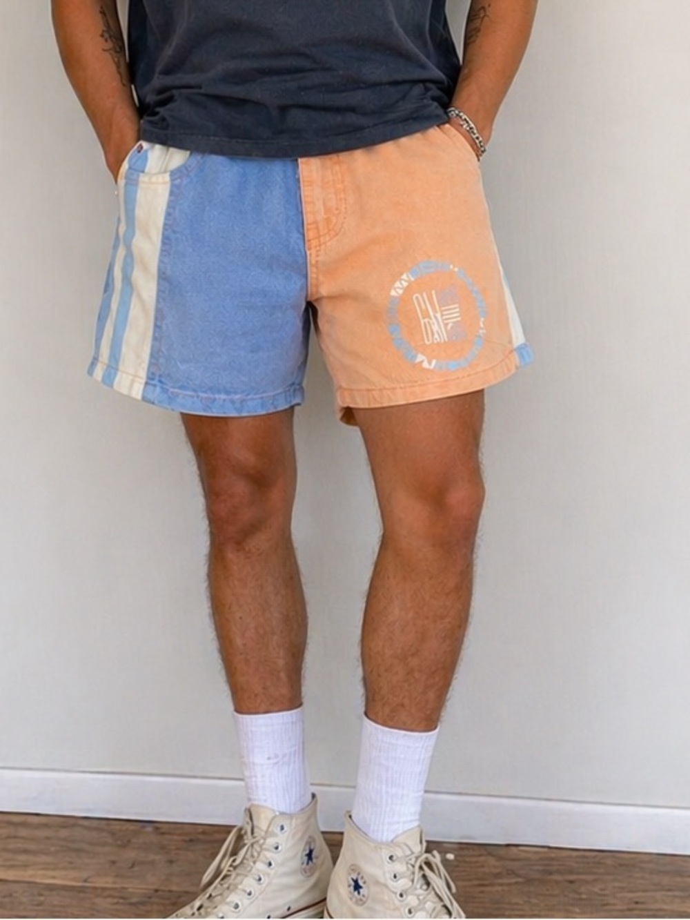 Vintage Gitano Colorblock Shorts XL 90s Surf Beach Fun to Wear Blue Orange Mens